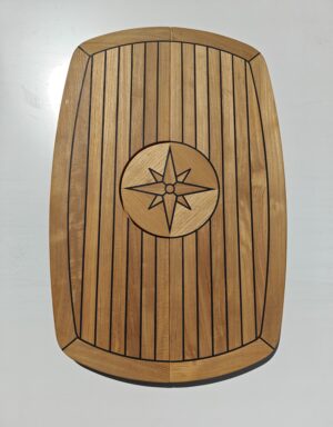 Teak Table, Folding, Star Inlay, Barrel Shaped - Refurbished
