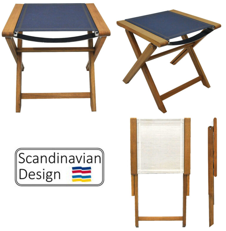 Teak Folding Captains Chair w Cushions Teak Deck Company