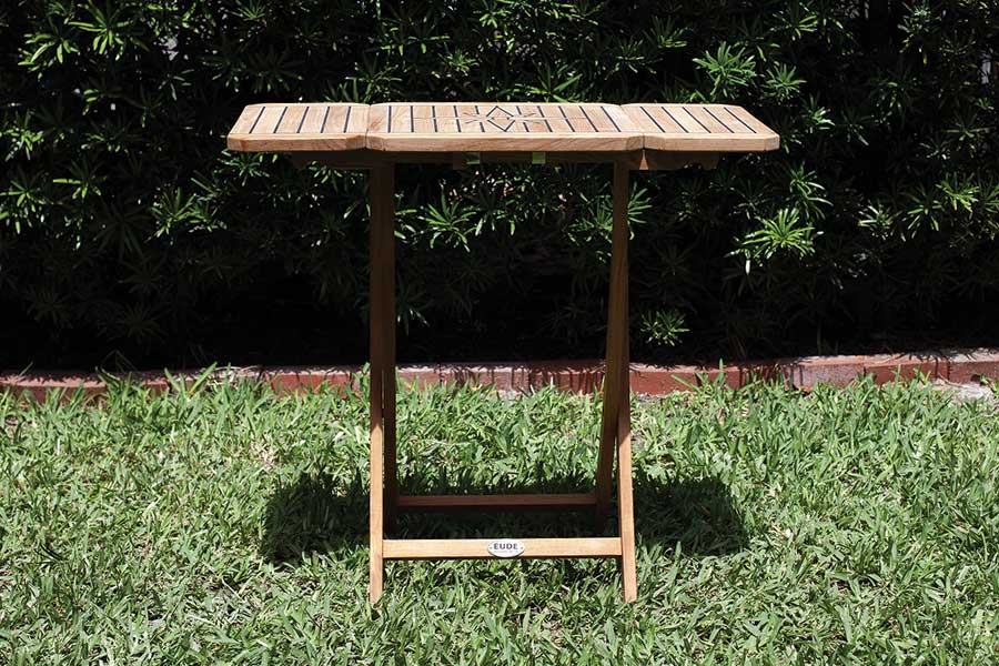 Teak Table, Short Folding Wings, Star Inlay - Image 2