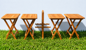 Teak Table Set & Holder