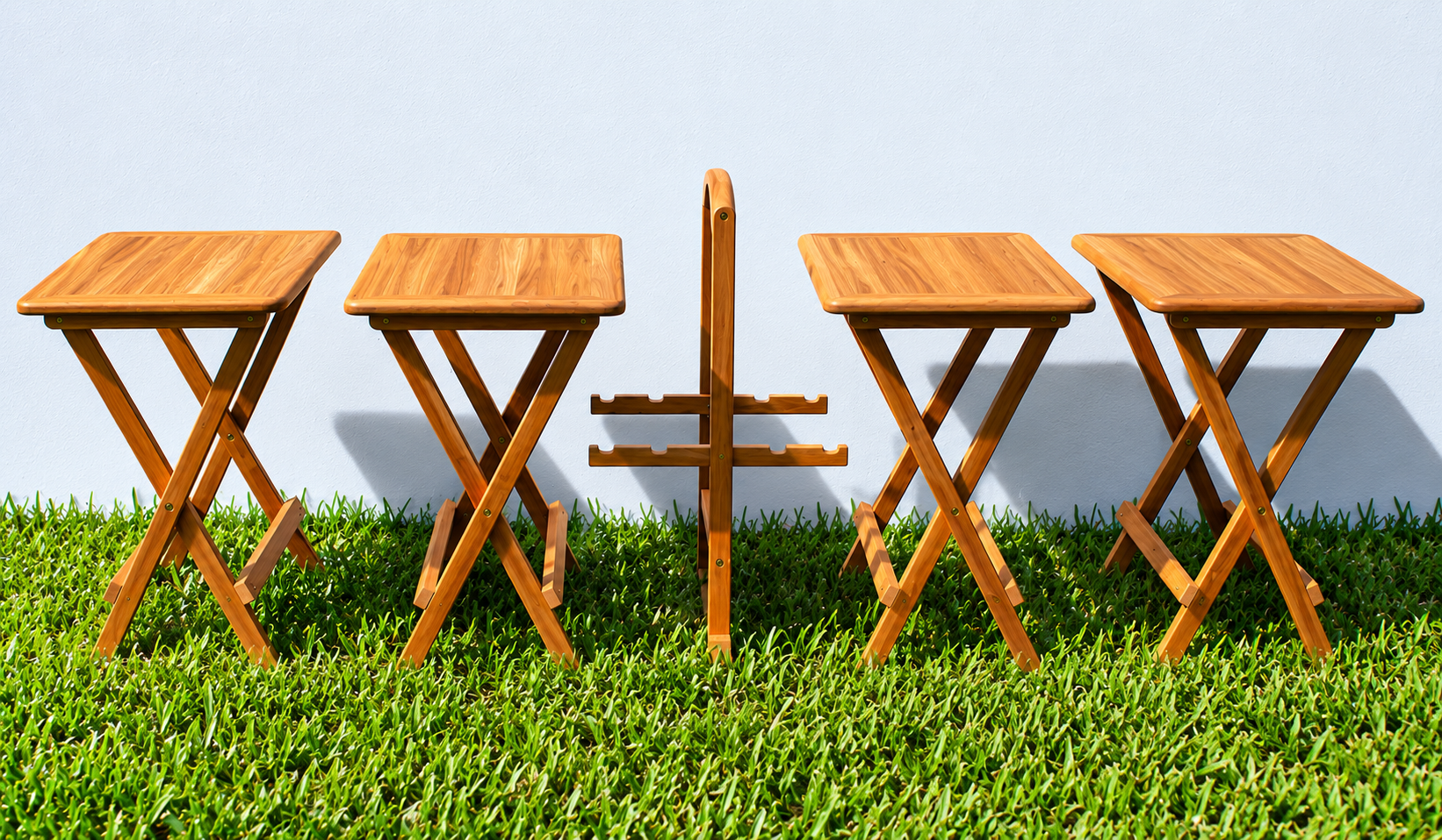 Teak Table Set & Holder